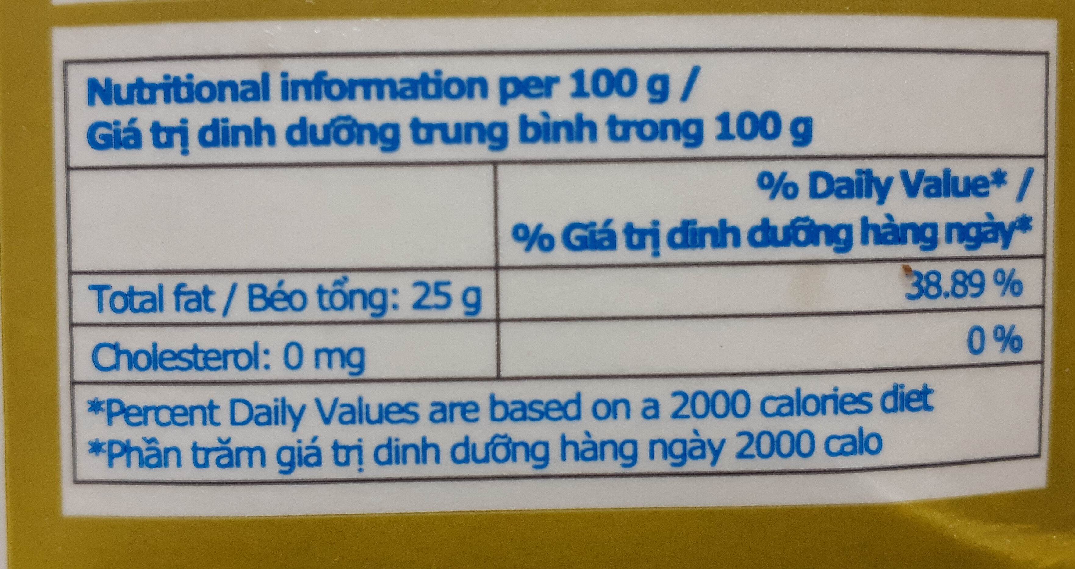 gold label non-dairy topping - Giá trị dinh dưỡng - en