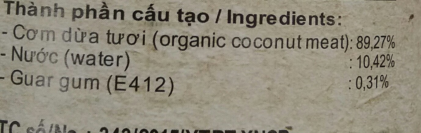 coconut cream - Thành phần - en